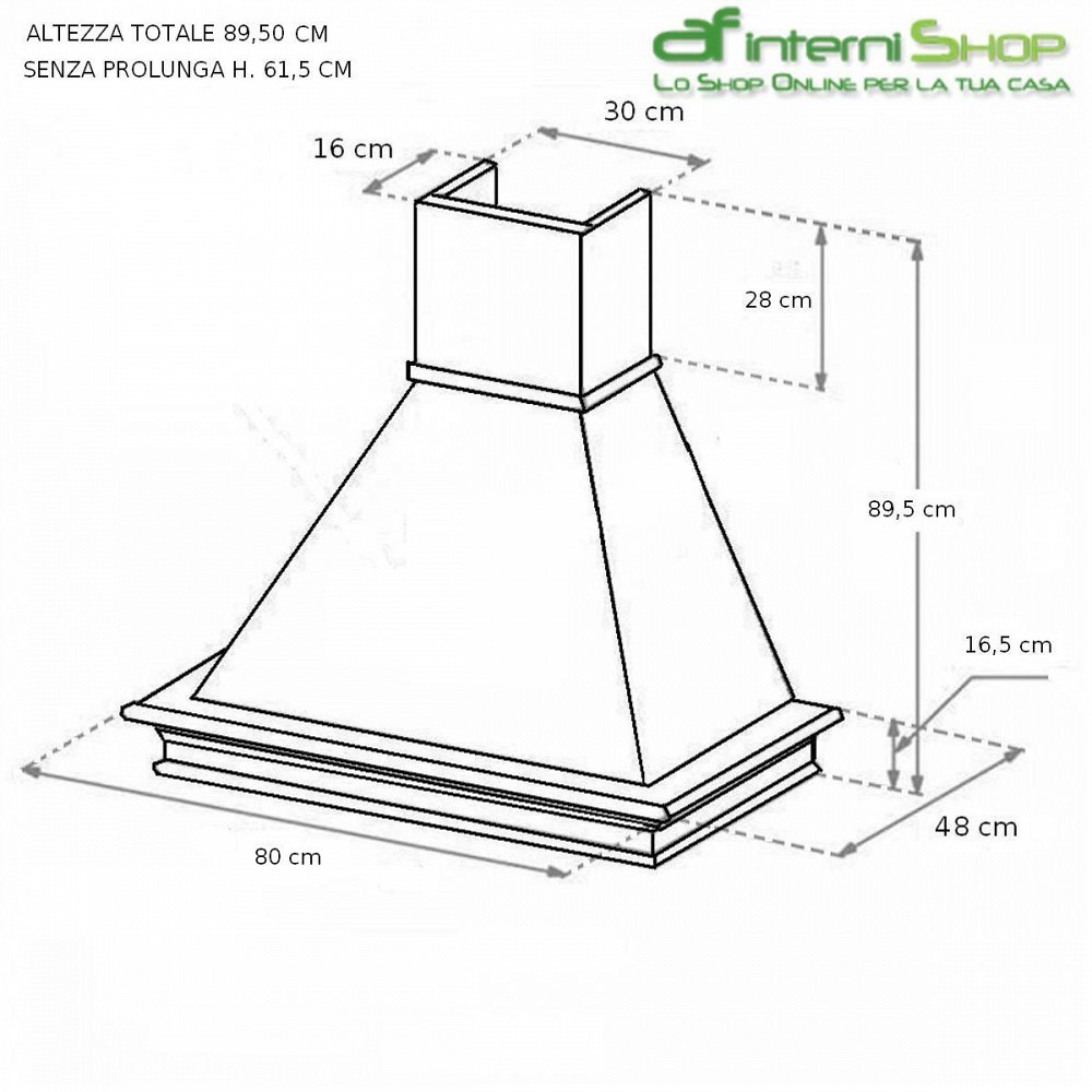 AGNY 80 Kitchen hood raw ash wood, white cone Engine B52